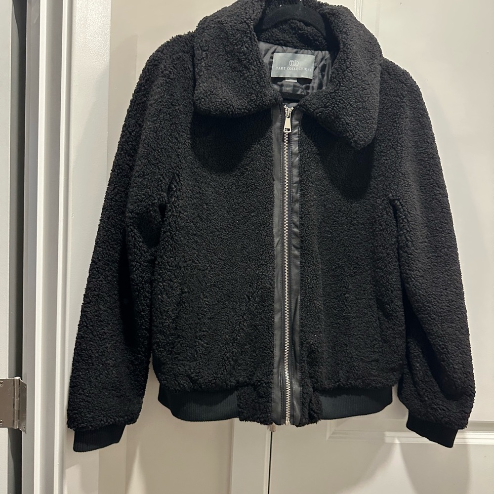 Black Fuzzy Zip-Up Jacket